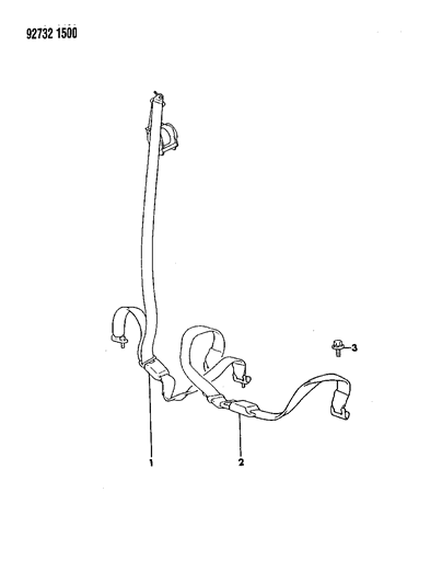 1992 Dodge Colt Seat Belts - Rear Diagram 1 - Thumbnail