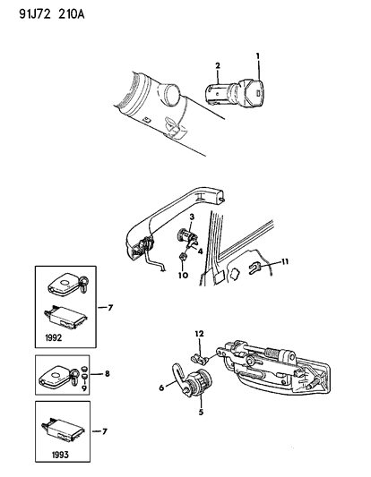 1993 Jeep Grand Cherokee Cylinder, Liftgate Lock Diagram for 4723319