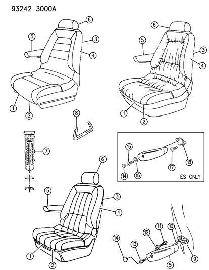 1993 Dodge Caravan Rear Seat Diagram 3 - Thumbnail