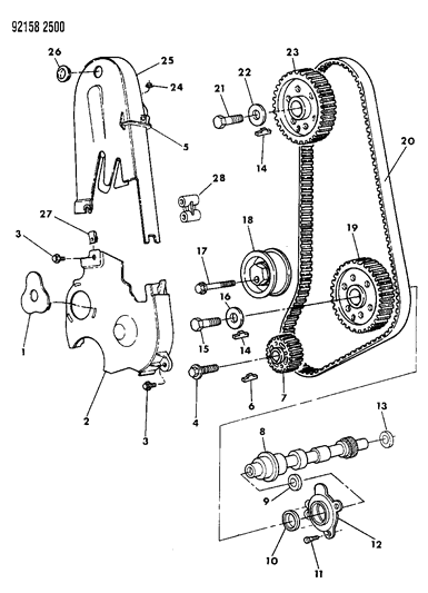 1992 Dodge Caravan Timing Belt / Chain & Cover & Intermediate Shaft Diagram 1 - Thumbnail