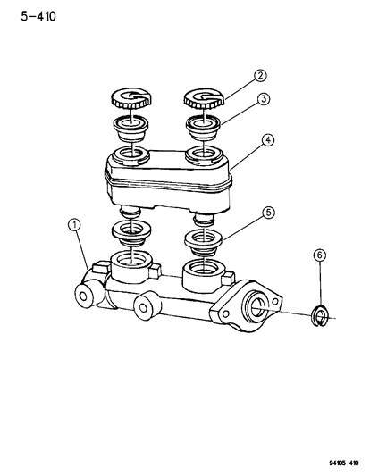 1994 Dodge Spirit Master Cylinder, Complete, W/O Fluid Window Diagram for V1109082AA
