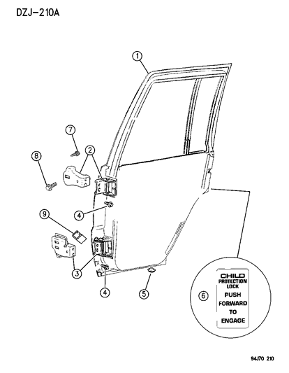 1994 Jeep Grand Cherokee Hinge, Lower, Rear Diagram for 55076205