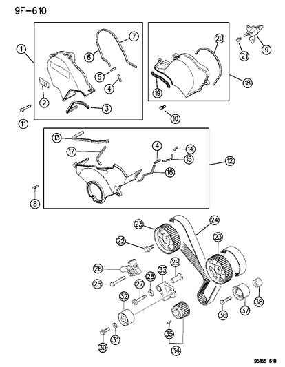 1996 Chrysler Cirrus Timing Belt , Cover And Balance Shafts Diagram 3 - Thumbnail