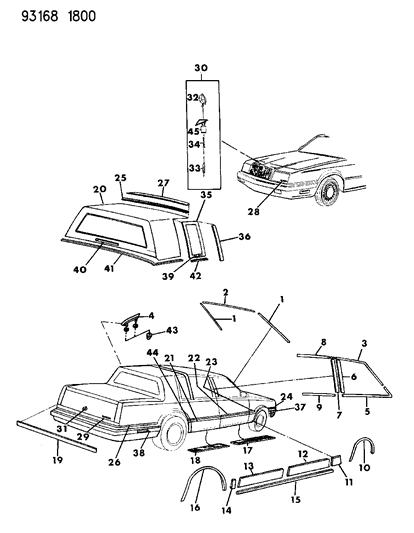 1993 Chrysler Imperial Moulding, Rear Door Lower Diagram for EE33LV7