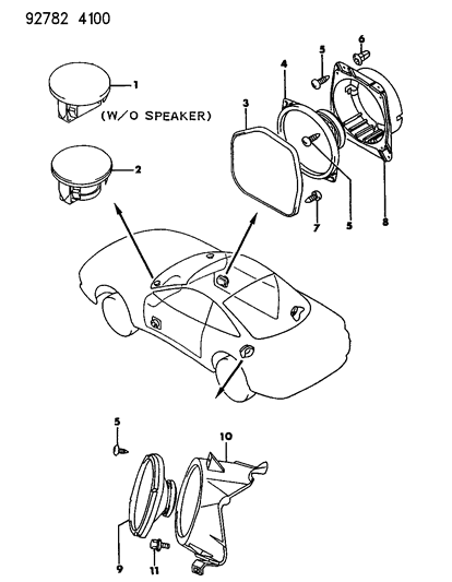 1992 Dodge Stealth Speaker Diagram for MR142013