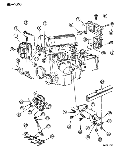 1994 Dodge Shadow Stud, Engine Support To Engine Mount Diagram for 6502973