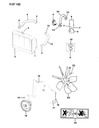 1984 Jeep J10 Radiator & Related Parts Diagram 1 - Thumbnail