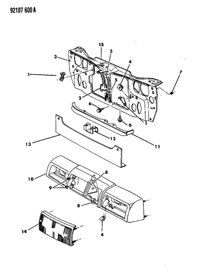1992 Dodge Dynasty Header Panel Mount Bracket, Passenger Side Diagram for 5263273