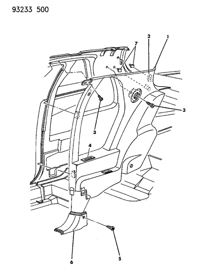 1993 Chrysler LeBaron GTC Panel - Quarter Trim Diagram 1 - Thumbnail