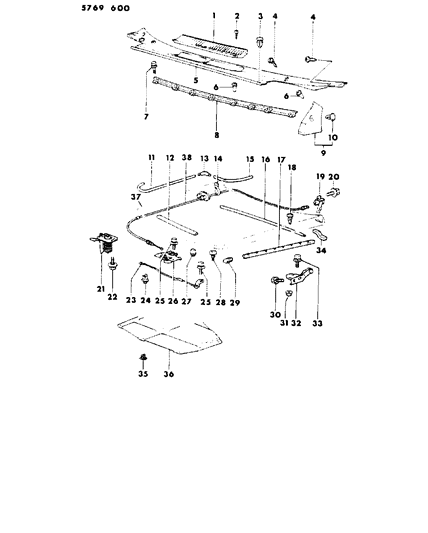 1986 Dodge Colt Support Rod Damper Diagram for MB270607
