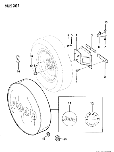 1992 Jeep Wrangler Bumper, Rear Diagram for 55013350
