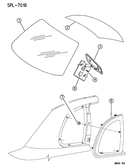 1995 Dodge Neon Windshield Diagram for 4655252