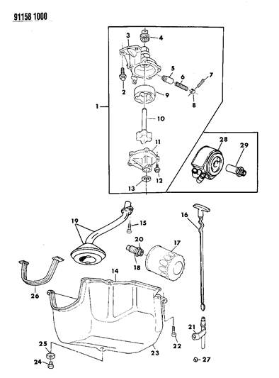 1991 Dodge Shadow Engine Oiling Diagram 1 - Thumbnail