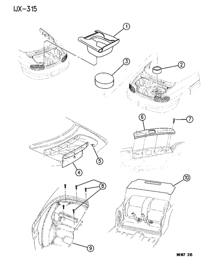 1996 Chrysler Sebring Cover Support Diagram for 4696566