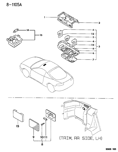 1995 Dodge Avenger Lamp, Trunk (Cargo) Diagram for MB529091