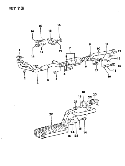 1990 Dodge Ram 50 Exhaust System Diagram 1 - Thumbnail