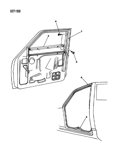 1988 Dodge Dakota Weatherstrip, Door Opening, Right Diagram for 4482087