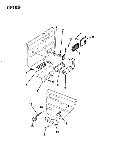 1991 Jeep Cherokee Armrest Diagram for 5AC34JS1