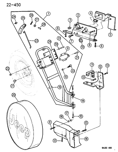 1995 Jeep Cherokee Shock Upper Bolt, Rear Diagram for 34202467