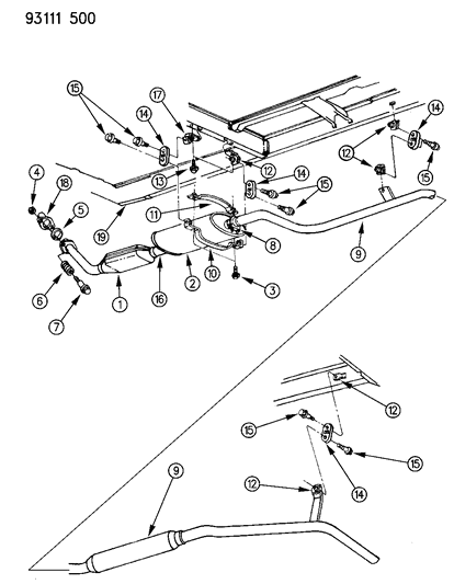 1993 Dodge Caravan Tail Pipe Diagram for 4427754