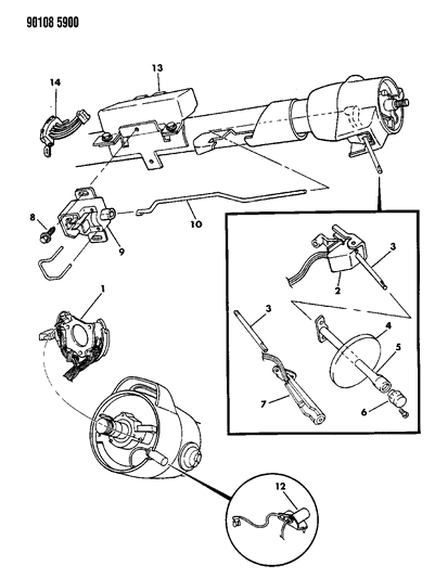 1990 Dodge Shadow Headlamp Dimmer Switch Diagram for 4373301