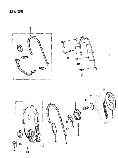 1989 Jeep Comanche Timing Cover & Intermediate Shaft Diagram 1 - Thumbnail