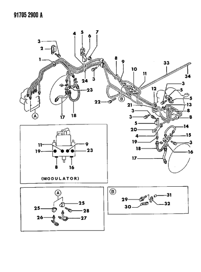 1991 Dodge Stealth Lines & Hoses - Front Diagram 1 - Thumbnail