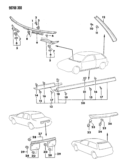 1990 Dodge Colt Rocker Molding Screw Diagram for MS450173