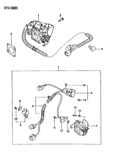 1989 Dodge Colt Clip, Throttle Body Harness Diagram for MD614246