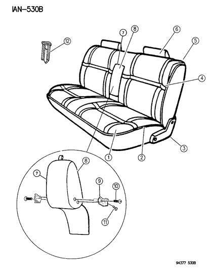 1994 Dodge Dakota Cover, Hinge Arm Diagram for S528PD5