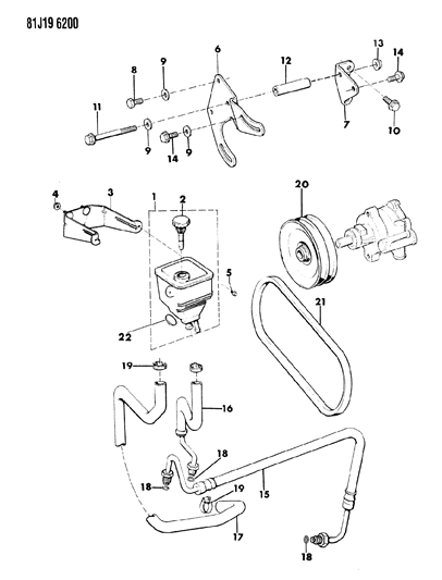 1986 Jeep Comanche Pump Mounting - Power Steering Diagram 1 - Thumbnail