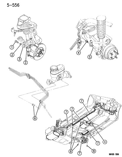 1996 Chrysler Cirrus Lines & Hoses, Brake Diagram 1 - Thumbnail