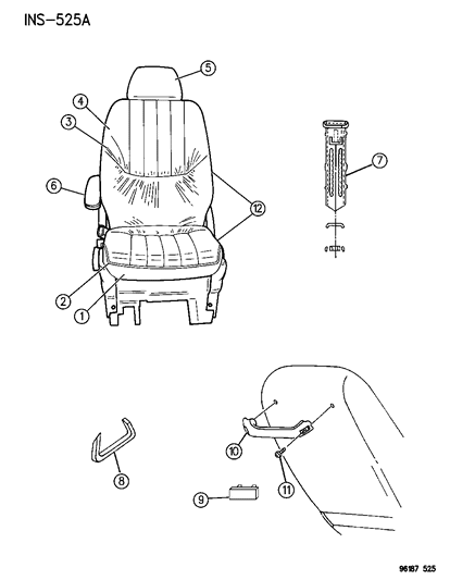 1996 Chrysler Town & Country Handle Seat Back Diagram for MV38SC3