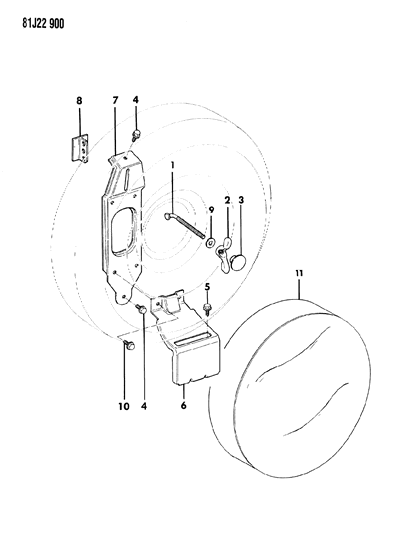 1986 Jeep Wagoneer Wheel Mounting, Spare Diagram 1 - Thumbnail