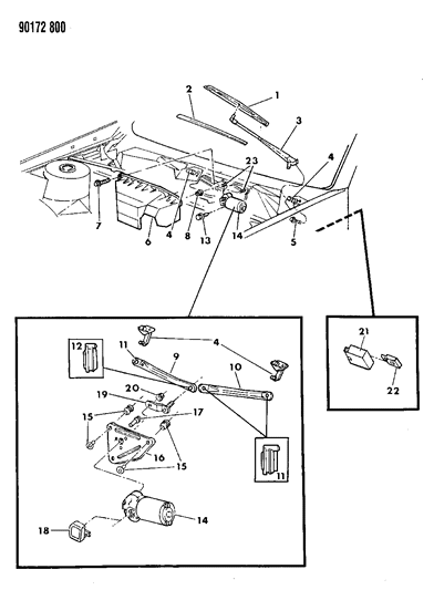 1990 Chrysler TC Maserati Wiper Transmission Diagram for 4467330