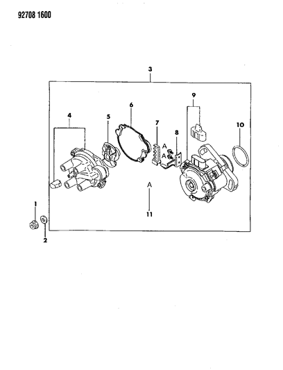 1992 Dodge Colt Distributor Cap Diagram for MD618297