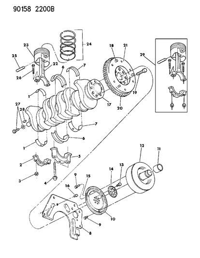 1990 Chrysler New Yorker Base Model Crankshaft , Pistons And Torque Converter Diagram 1 - Thumbnail