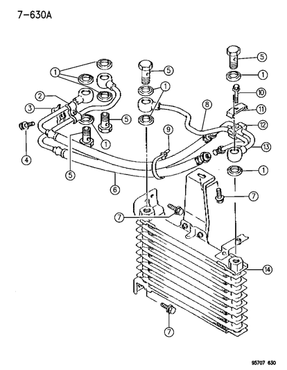 1995 Dodge Stealth Oil Cooler Hose Diagram for MB605470