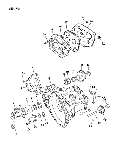 1988 Chrysler LeBaron Base Case, Transaxle & Related Parts Diagram