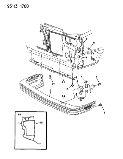 1993 Chrysler New Yorker Salon Fascia, Front Diagram
