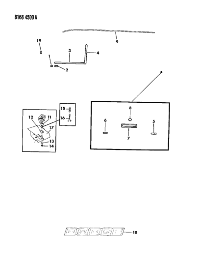 1988 Dodge Caravan Mouldings & Ornamentation - Exterior View Diagram 1 - Thumbnail