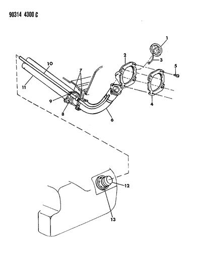 1992 Dodge D150 Fuel Tank Filler Tube Diagram 1 - Thumbnail
