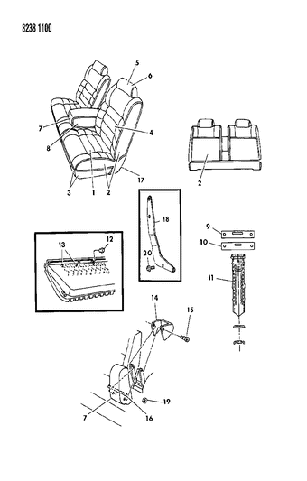 1988 Dodge 600 Sedan Front Seat Diagram 2 - Thumbnail