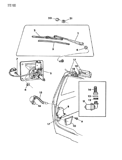 1985 Dodge Caravan Liftgate Wiper & Washer System Diagram