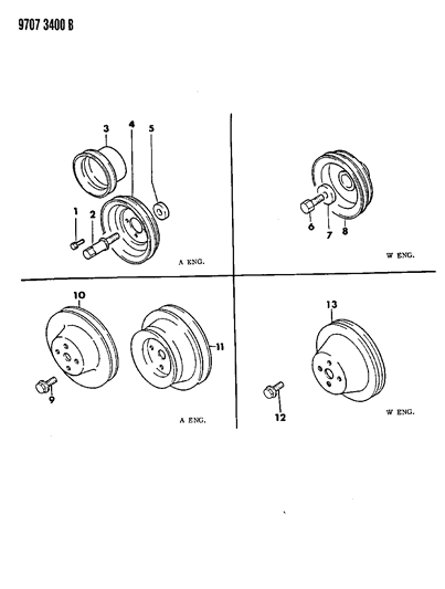 1989 Dodge Ram 50 Drive Pulleys Diagram