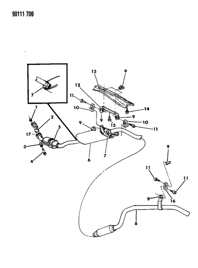 1990 Dodge Caravan Converter & Pipe Diagram for E0015573