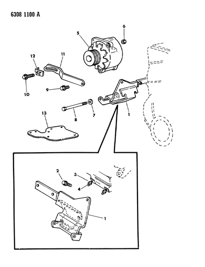 1987 Dodge Ram Wagon Alternator & Mounting Diagram 3 - Thumbnail