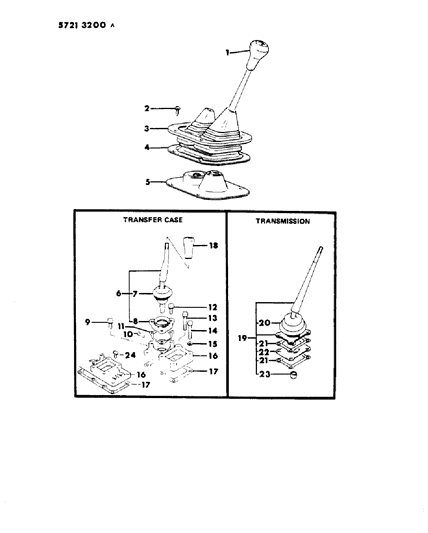 1985 Dodge Ram 50 Controls, Gearshift of Manual Transmission Diagram 2 - Thumbnail