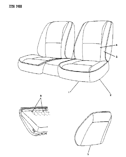 1987 Dodge Daytona Rear Seat Diagram 2 - Thumbnail