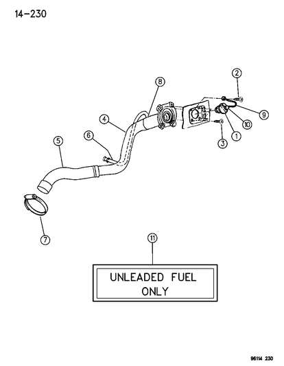 1996 Chrysler Sebring Info Label Diagram for 4696849